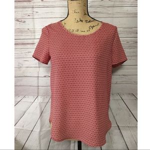 Pleione Red White SS Geometric Career Top XSP